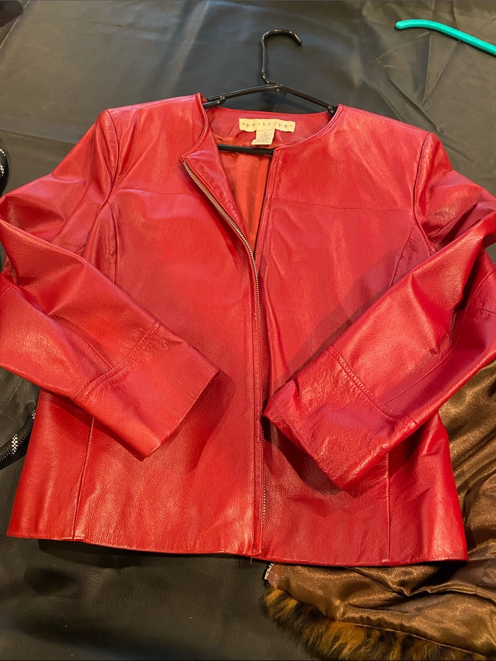 Apostrophe Women's Red Leather Zip Jacket
